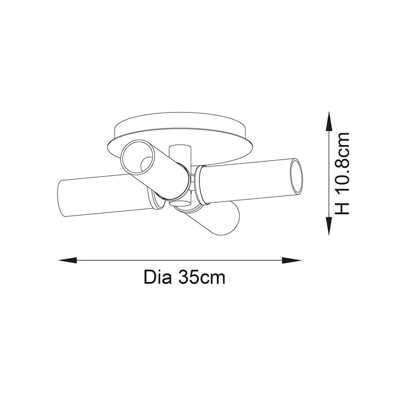 Talo 4 Light Bathroom Ceiling Light dimension drawing showing width and depth