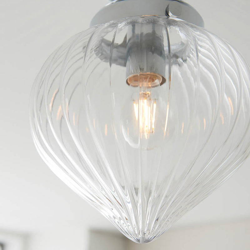 Detail of the chrome finish on the Cheston Bathroom Flush Ceiling Light