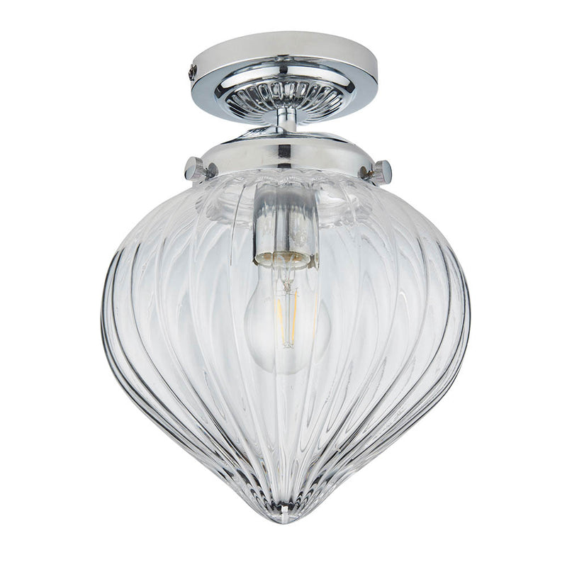 Close-up of the Cheston Bathroom Flush Ceiling Light ceiling plate and fittings