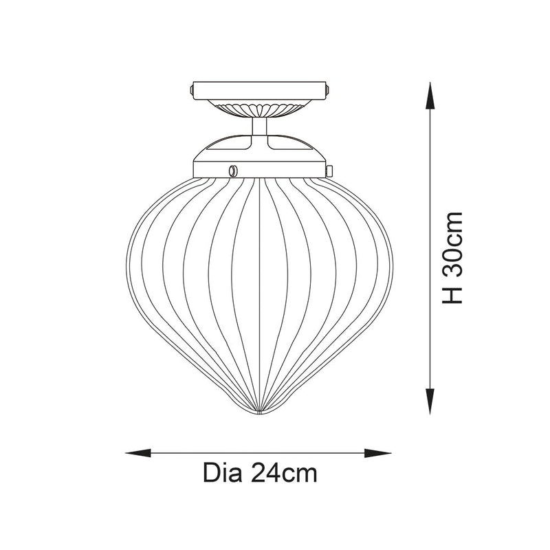 Cheston Bathroom Flush Ceiling Light dimension drawing showing width and depth