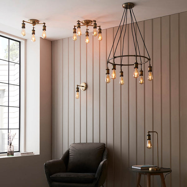 Hal 5 Light Semi Flush Ceiling Light lit up in a styled kitchen