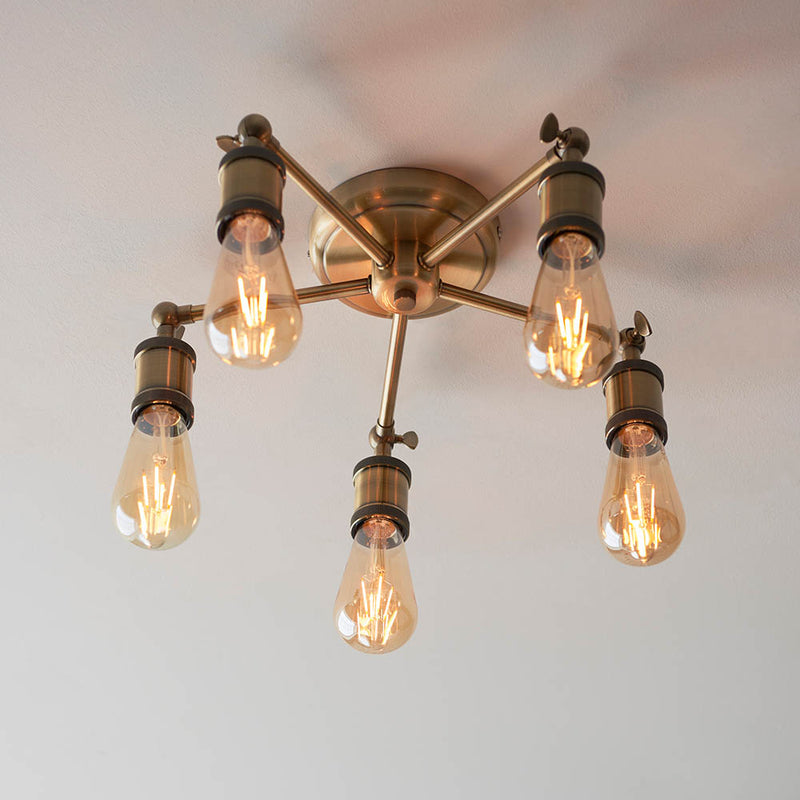 Close-up of the metalwork on the Hal 5 Light Semi Flush Ceiling Light