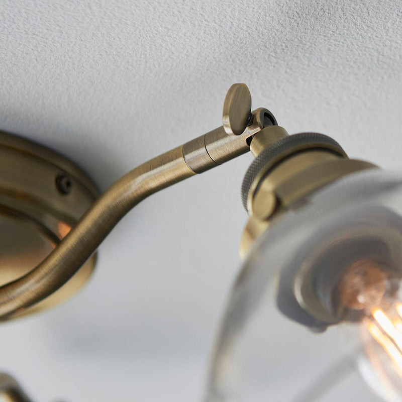 Close-up of the Hansen 3 Light Semi Flush Ceiling Light ceiling plate and fittings