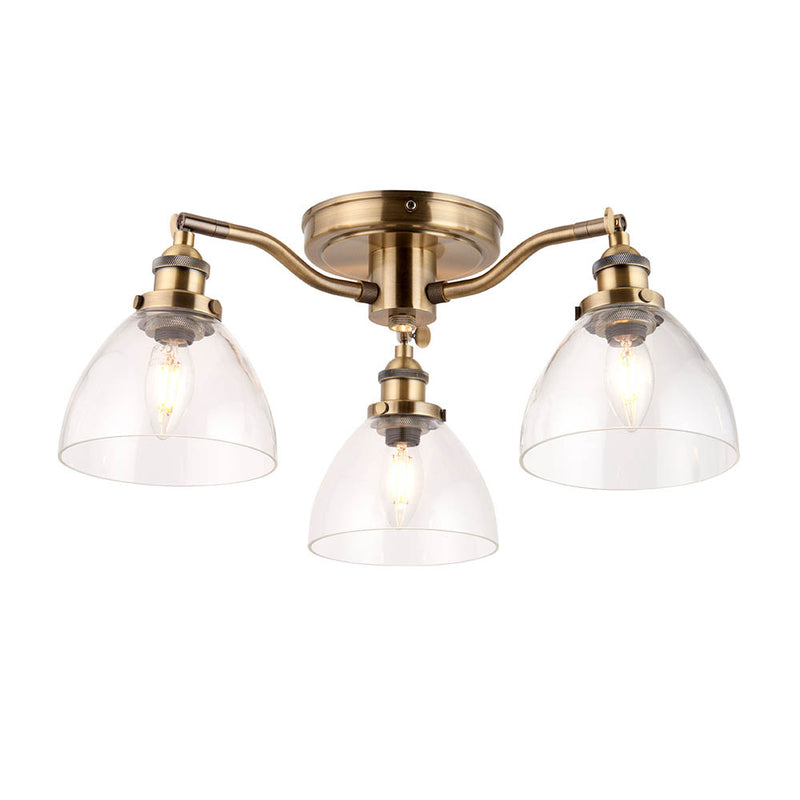 Hansen 3 Light Semi Flush Ceiling Light – alternative view in antique brass