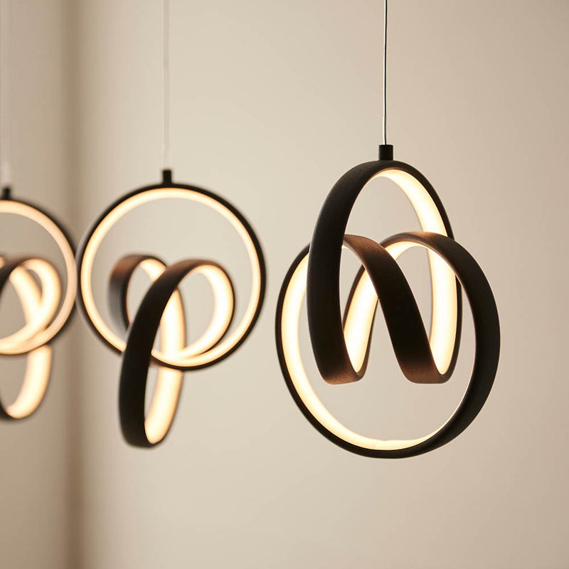 Detail of the textured black finish on the Cosma 5 Light LED Linear Pendant