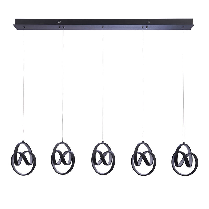 Close-up of the Cosma 5 Light LED Linear Pendant ceiling plate and fittings