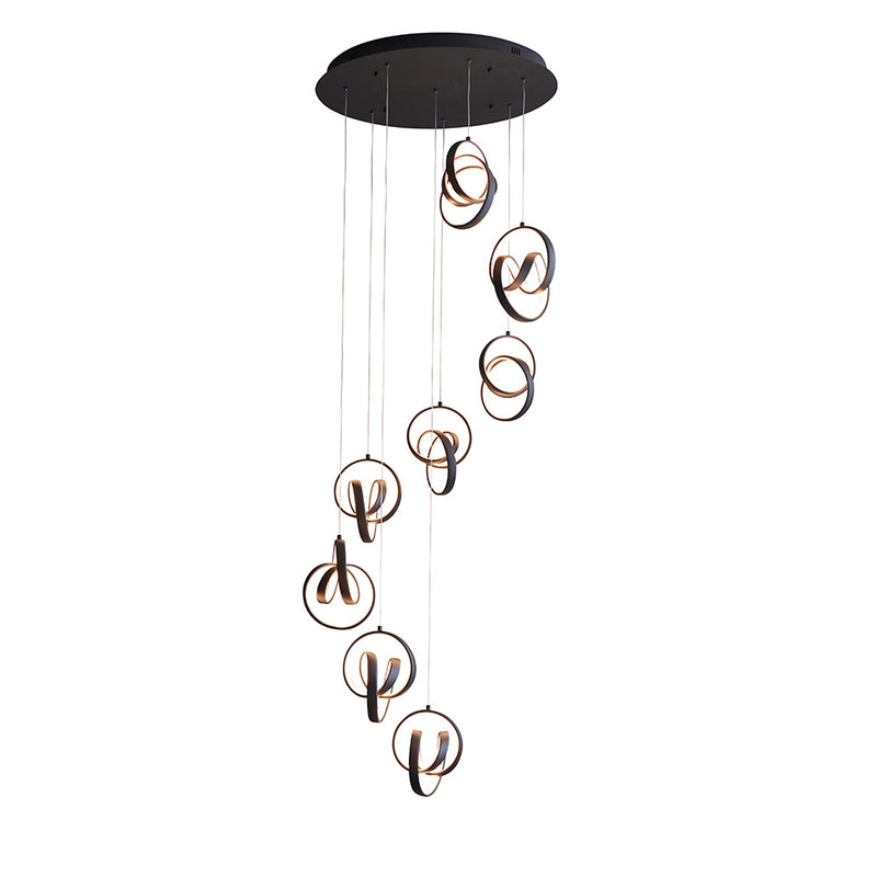 Endon Cosma 8 Light LED Cluster Pendant in textured black with white silicone