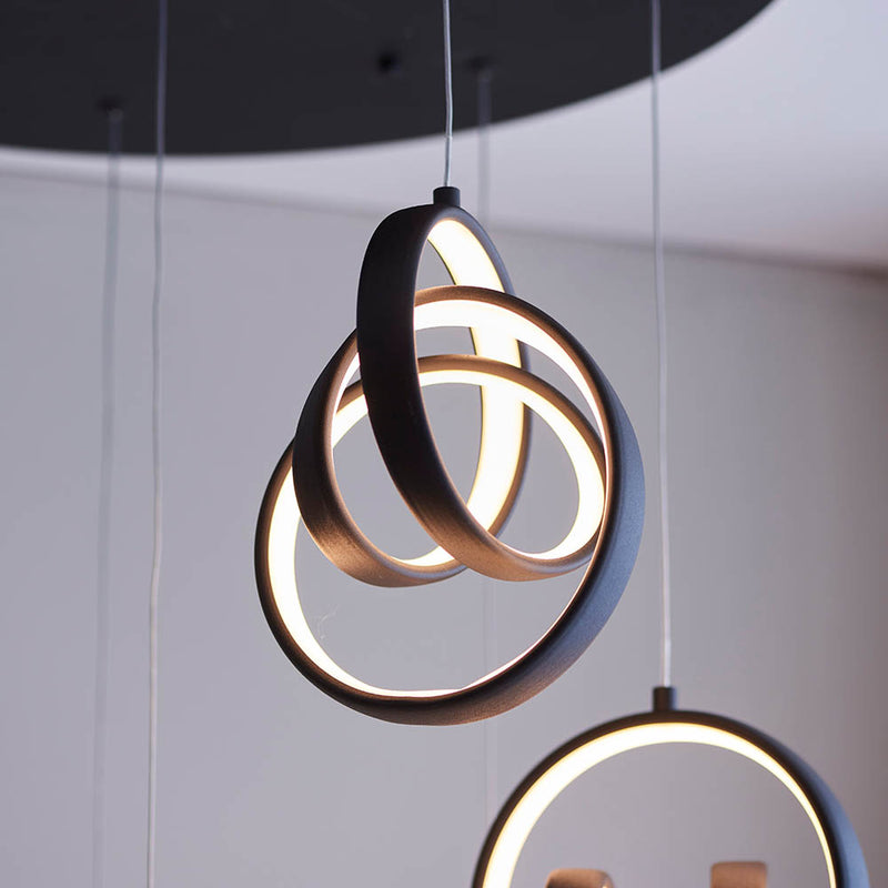Detail of the textured black finish on the Cosma 8 Light LED Cluster Pendant