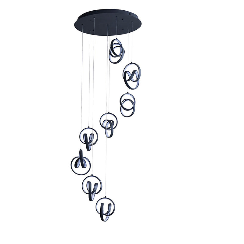 Close-up of the Cosma 8 Light LED Cluster Pendant ceiling plate and fittings
