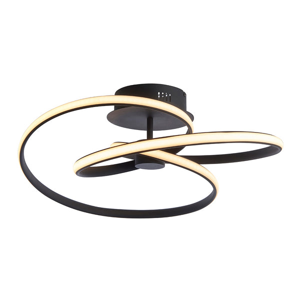 Endon Dune LED Semi Flush Ceiling Light in textured black with white silicone