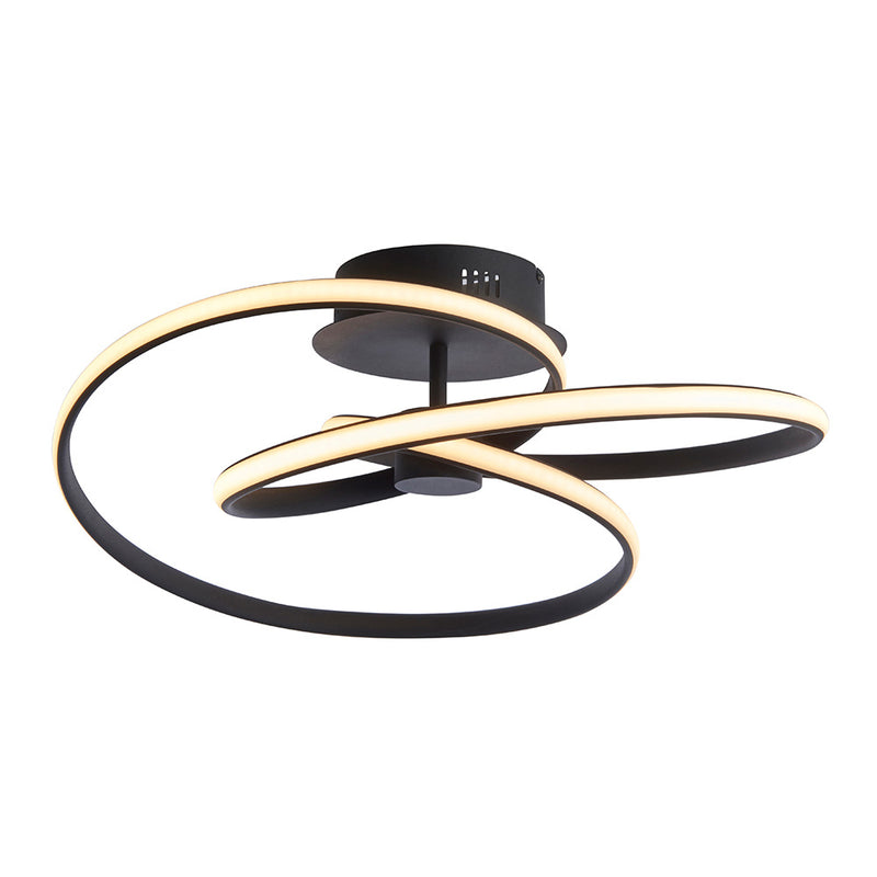 Endon Dune LED Semi Flush Ceiling Light in textured black with white silicone