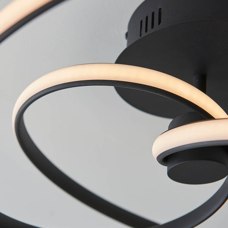 Detail of the textured black finish on the Dune LED Semi Flush Ceiling Light