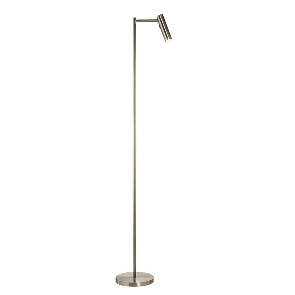 Endon Dedicated Reader LED Floor Lamp in satin nickel on a white background