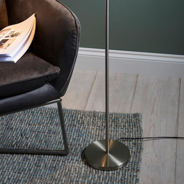 Detail of the satin nickel finish on the Dedicated Reader LED Floor Lamp