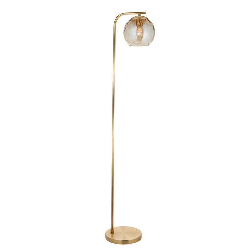 Endon Dimple Floor Lamp in satin brass on a white background