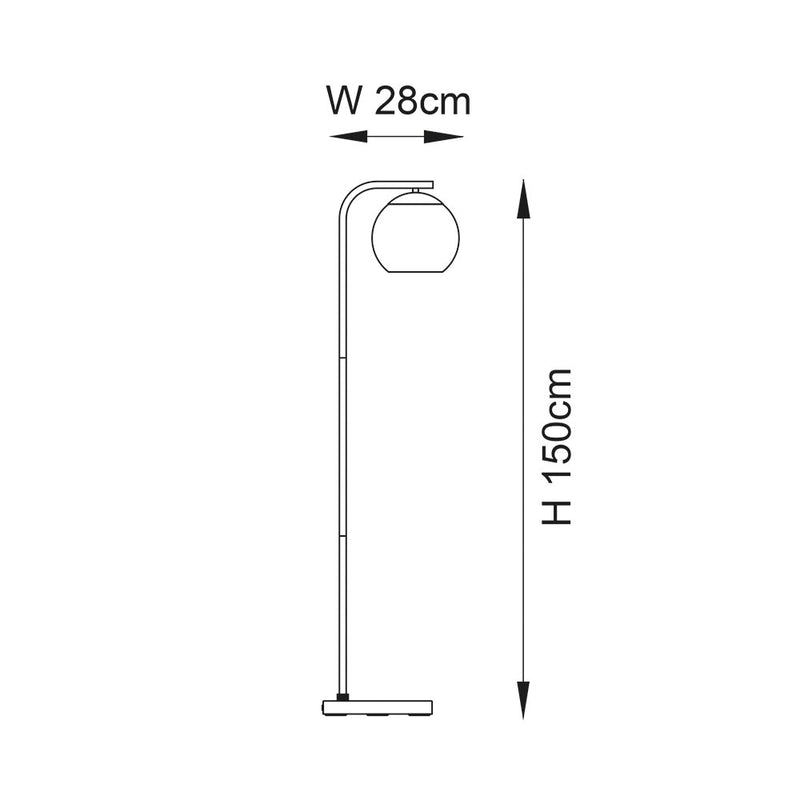 Dimple Floor Lamp dimension drawing showing height and width