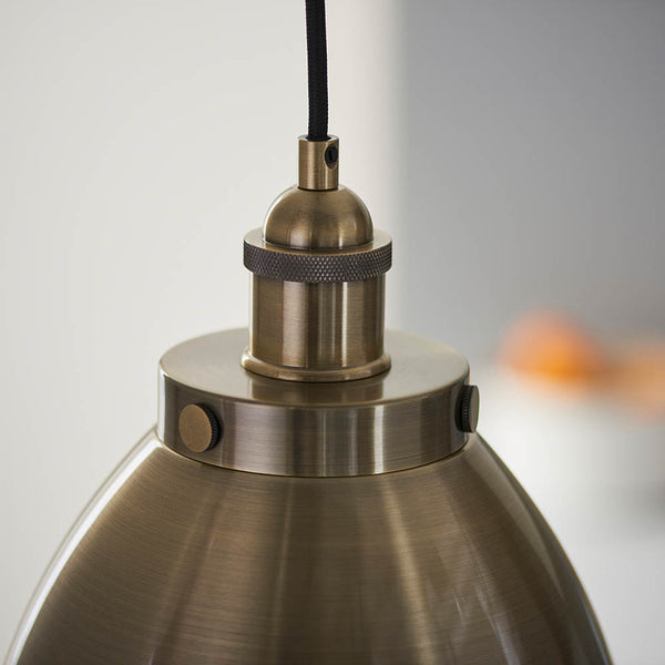 Close-up of the metalwork on the Franklin Small Pendant