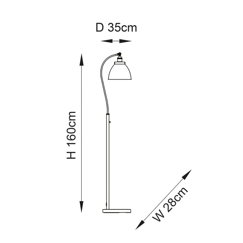 Franklin Task Floor Lamp dimension drawing showing height and width