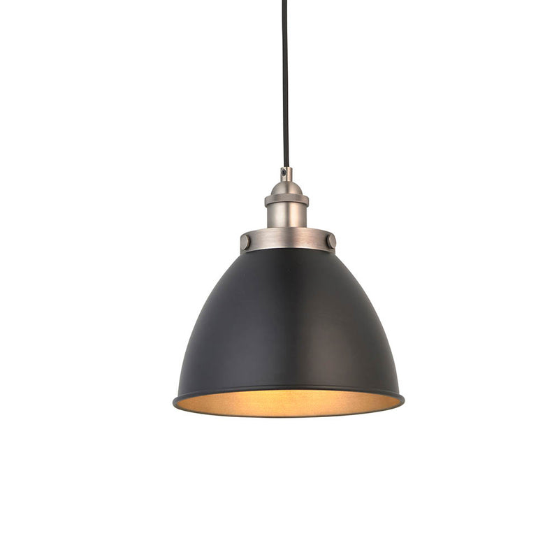 Endon Franklin Small Pendant in matt black and aged pewter