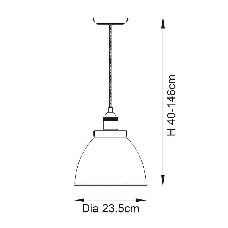 Franklin Small Pendant dimension drawing showing width and drop
