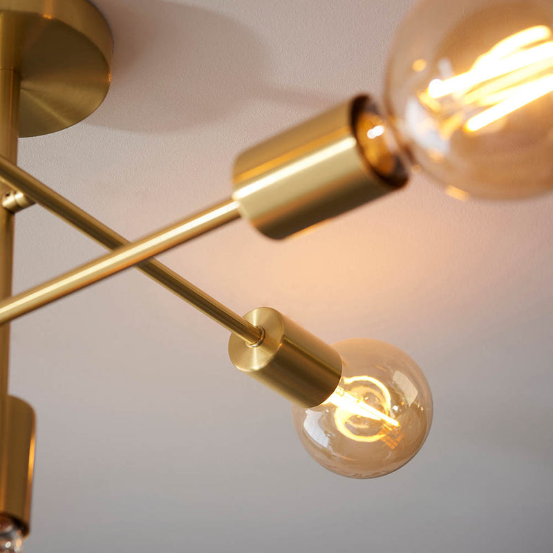 Close-up of the Studio 5 Light Semi Flush Ceiling Light ceiling plate and fittings