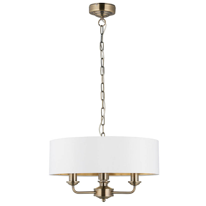 Highclere 3 Light Drum Pendant – alternative view in antique brass