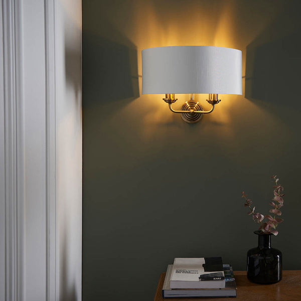 Interiors 1900 Highclere 2 Light Wall Light Antique Brass