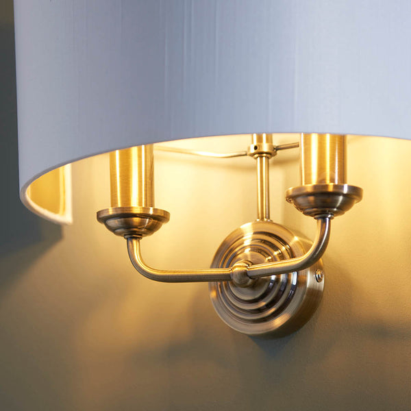 Interiors 1900 Highclere 2 Light Wall Light Antique Brass