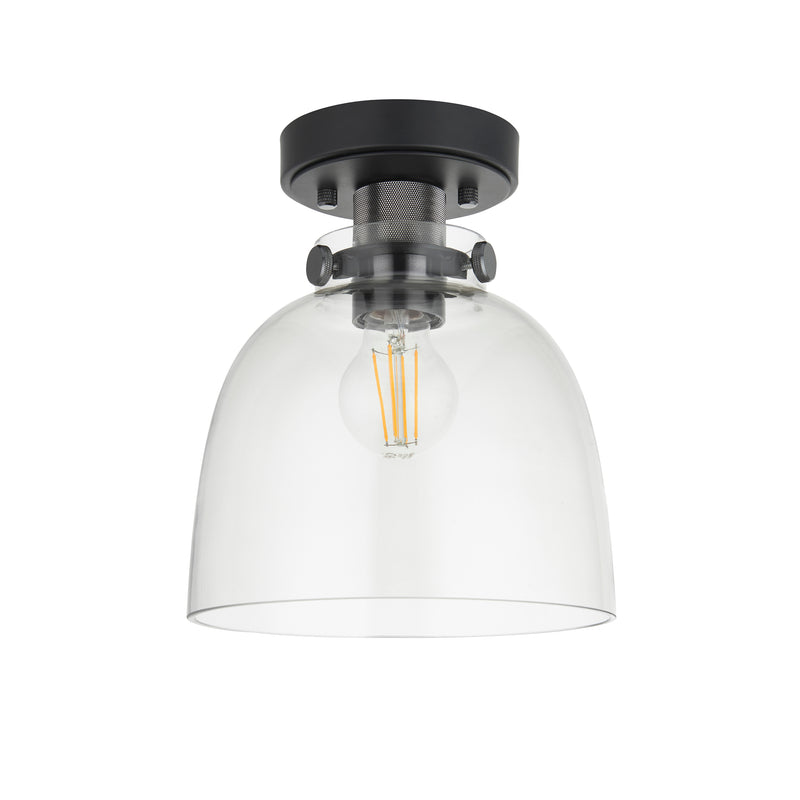 Urban Flush Ceiling Light – alternative view in black chrome and smoked glass
