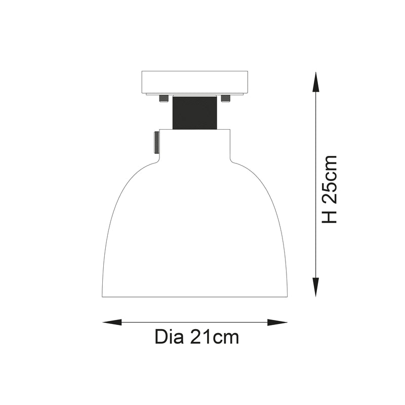 Urban Flush Ceiling Light dimension drawing showing width and depth
