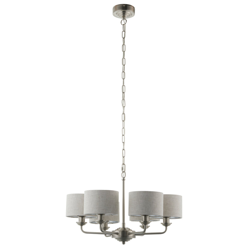 Close-up of the Highclere 6 Light Pendant ceiling plate and fittings