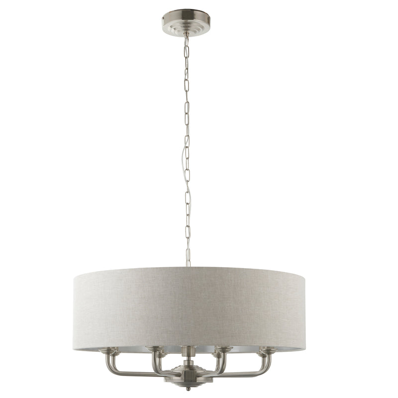 Close-up of the Highclere 8 Light Drum Pendant ceiling plate and fittings