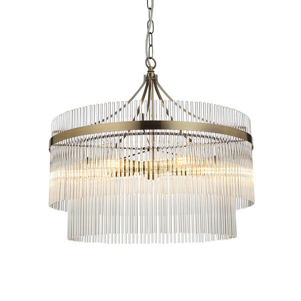 Endon Marietta 5 Light Chandelier in antique brass with clear glass
