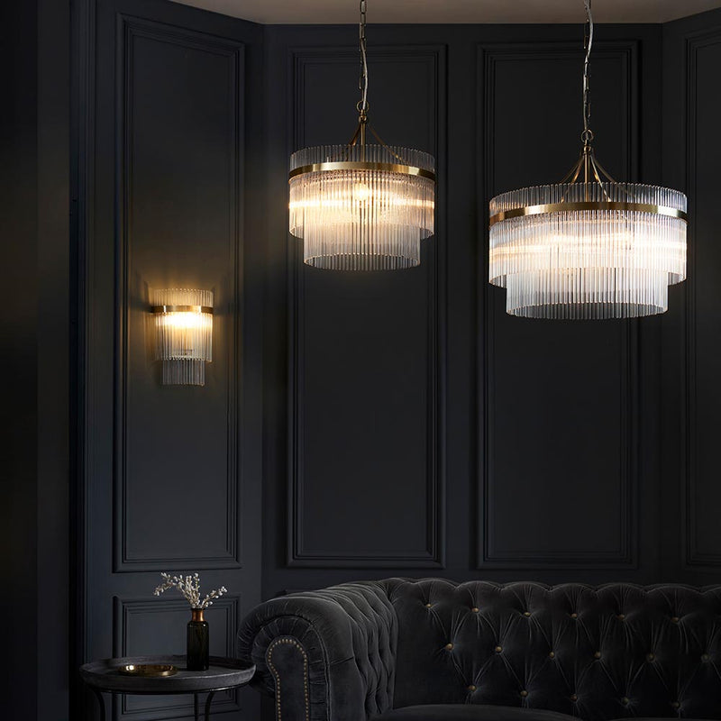Close-up of the Marietta 5 Light Chandelier ceiling plate and fittings