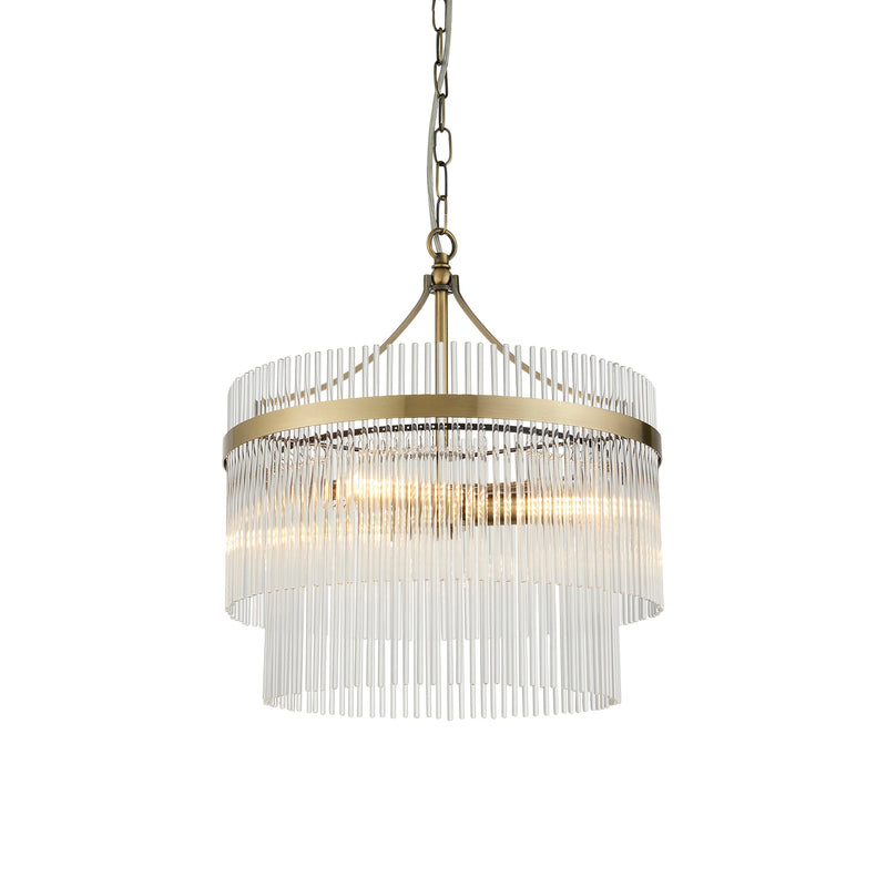 Endon Marietta 3 Light Pendant Drum Light Antique Brass