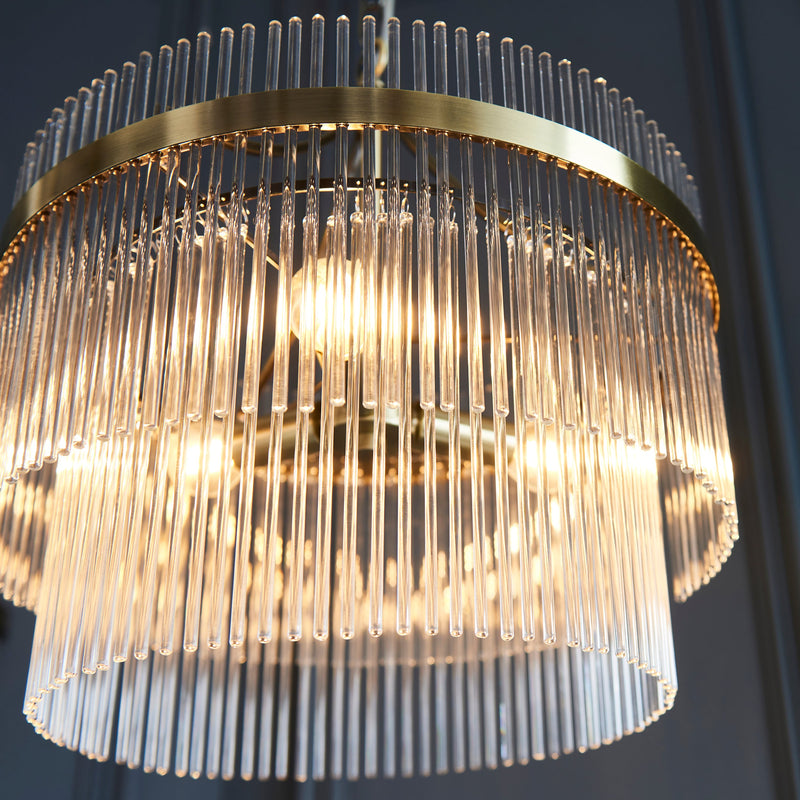 Endon Marietta 3 Light Pendant Drum Light Antique Brass