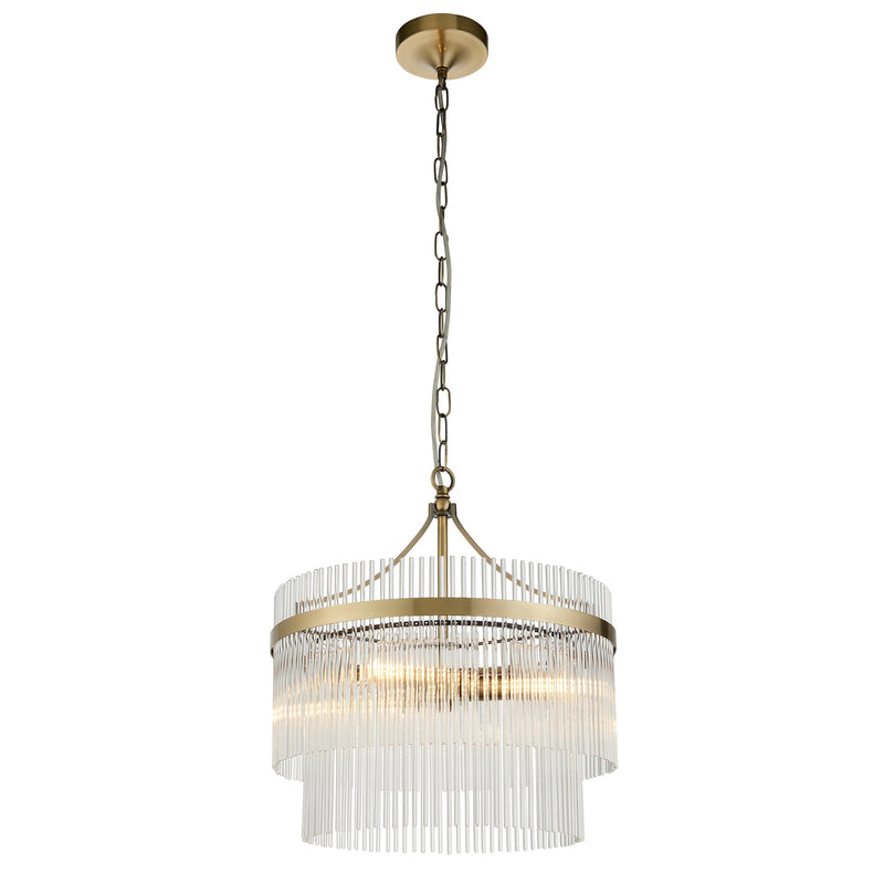 Endon Marietta 3 Light Pendant Drum Light Antique Brass