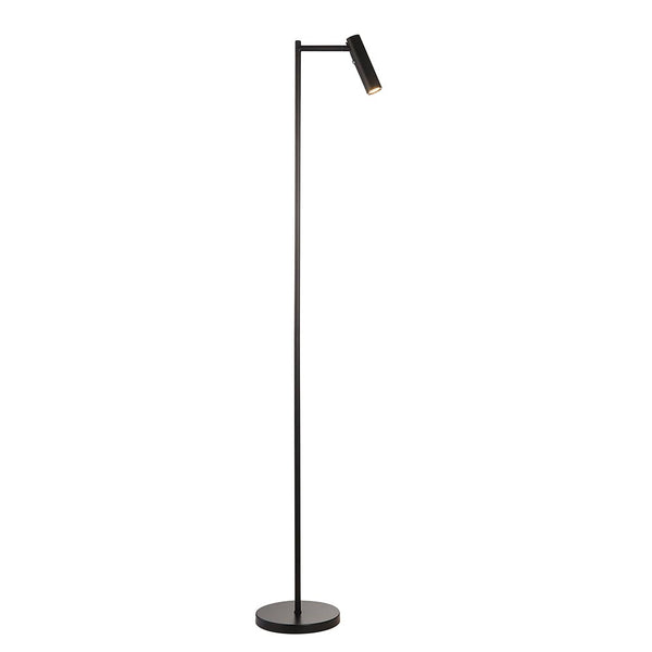 Endon Dedicated Reader LED Floor Lamp in matt black on a white background