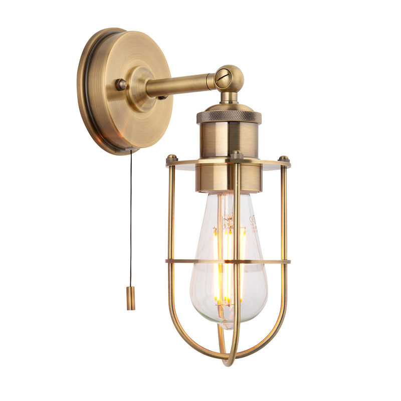Endon Crew Bathroom Wall Light in antique brass