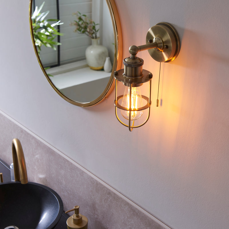 Close-up of the metalwork on the Crew Bathroom Wall Light