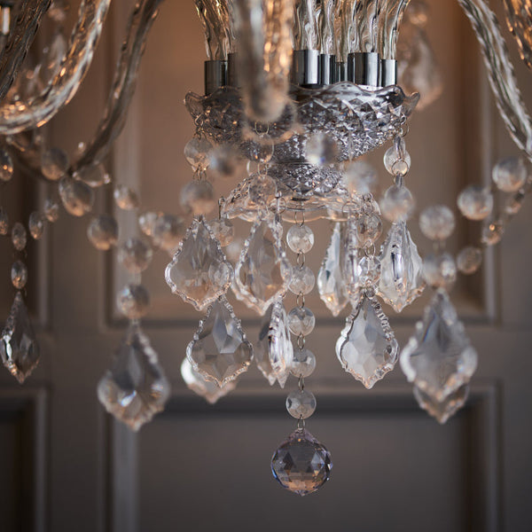 Clarence 12 Light crystal pendant chandelier by Endon Lighting product code 308-8-4CL