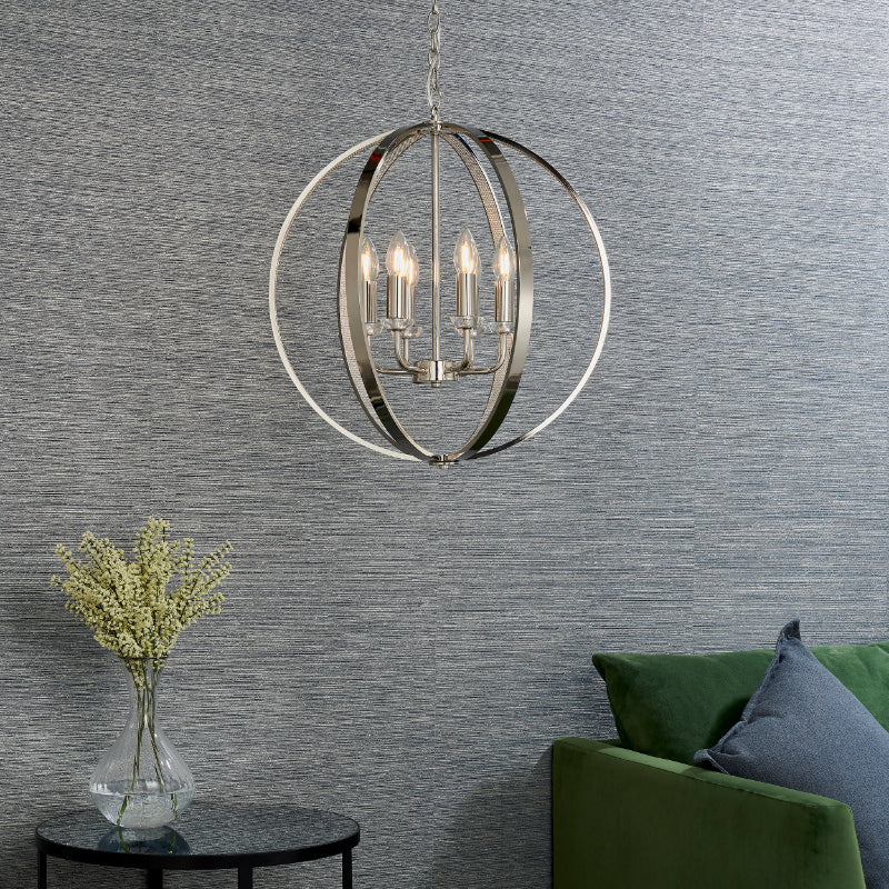 Endon 6 light Ritz pendant candle globe chandelier finished in polished nickel product code 82508