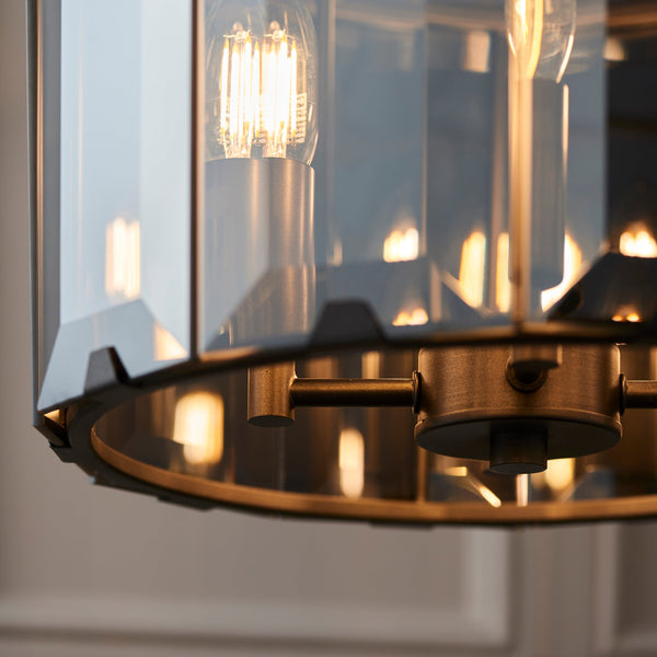 Endon Clooney 4 Light 61281 Drum Chandelier With Smoked Glass Panels
