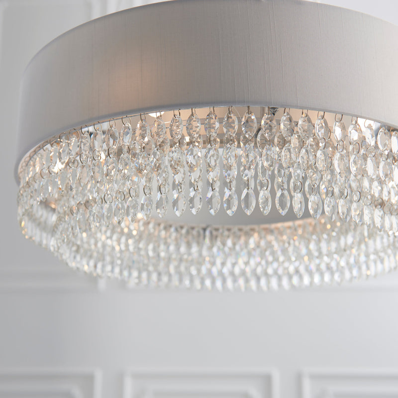 Endon Malmesbury 94396 6 Light Crystal Drum Chandelier Pendant