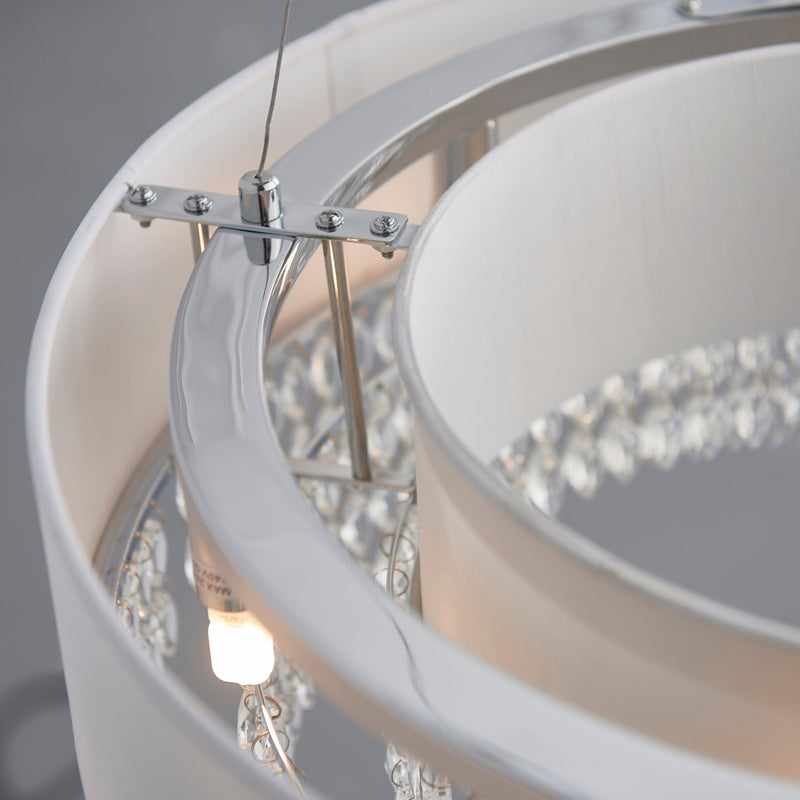 Endon Malmesbury 94396 6 Light Crystal Drum Chandelier Pendant