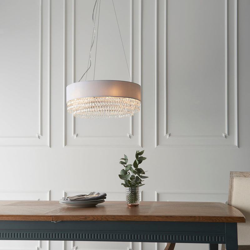 Endon Malmesbury 94396 6 Light Crystal Drum Chandelier Pendant