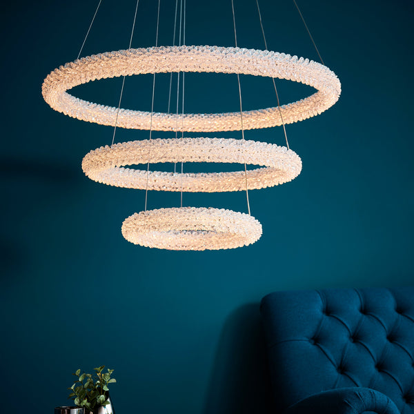 Endon Neve 76484 1 Light 3 Ring Crystal Chandelier