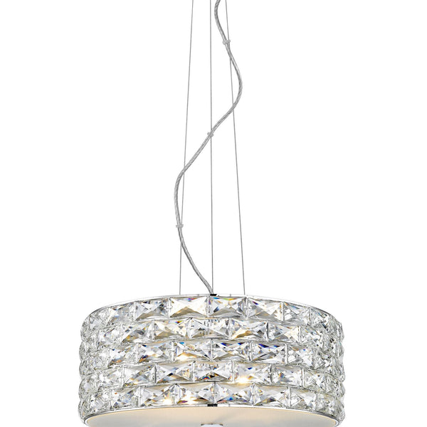 6lt Pendant Light, Chrome & Crystal Glass