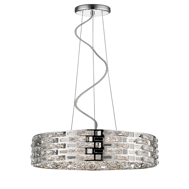This Impex Lola chrome & crystal glass pendant light is manufactured by home lighting specialist Impex Lighting. This outstanding light fitting is part of the Lola range and is a part of our Crystal Drum Collection.
