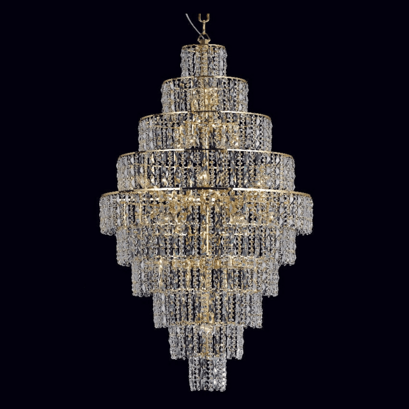 Impex CF03220-24-G New York Large 24 Light Crystal Cascade Chandelier Gold